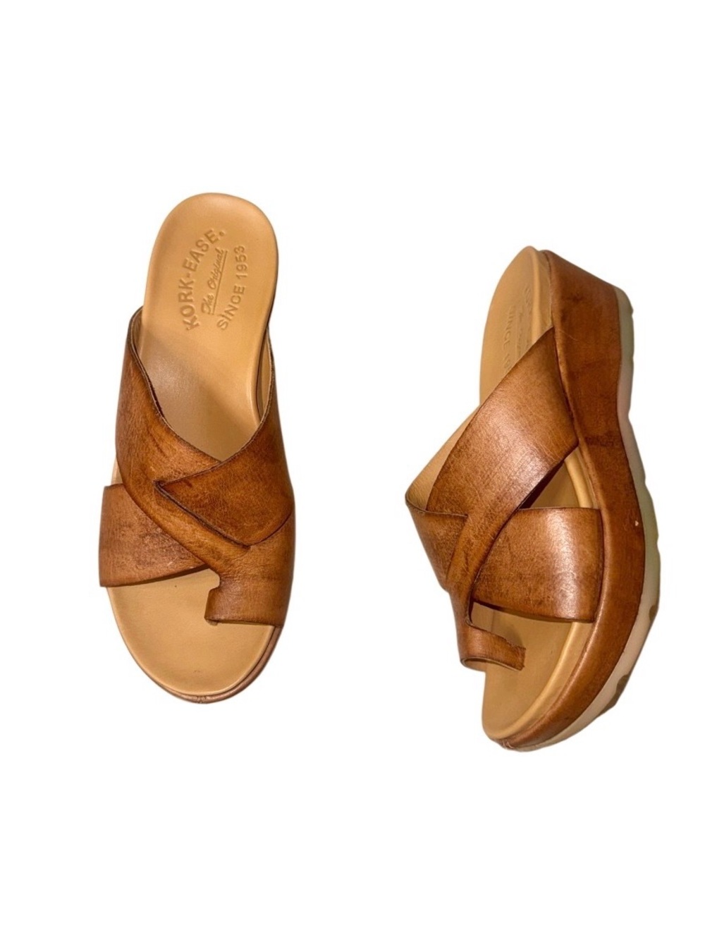 KORK- EASE distressed leather wedges women’s shoes  sandals size 6 - Picture 5 of 17